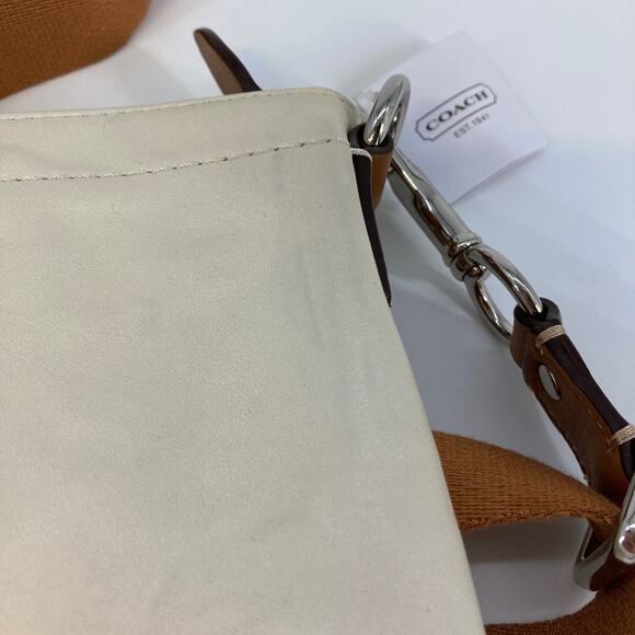 COACH F45012 WHTIE, BROWN SMALL LEATHER CROSSBODY BAG ASIS - Picture 8 of 15
